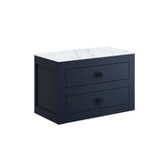 Crosswater Canvass 700 Double Drawer Unit Indigo Blue with Carrara Marble Effect Worktop