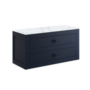 Crosswater Canvass 900 Double Drawer Unit Storm Grey with Carrara Marble Effect Worktop