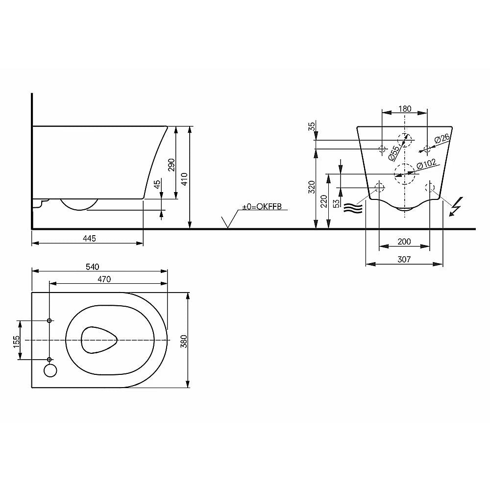 TOTO GP WALL HUNG PAN FOR RG WASHLET