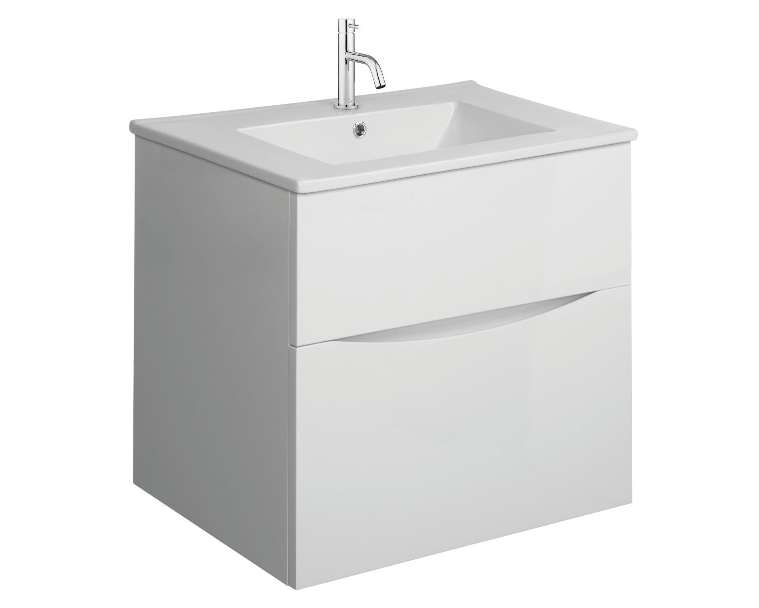 Crosswater Limit 500 Single Drawer Unit Royal Walnut with Ceramic Basin 1TH