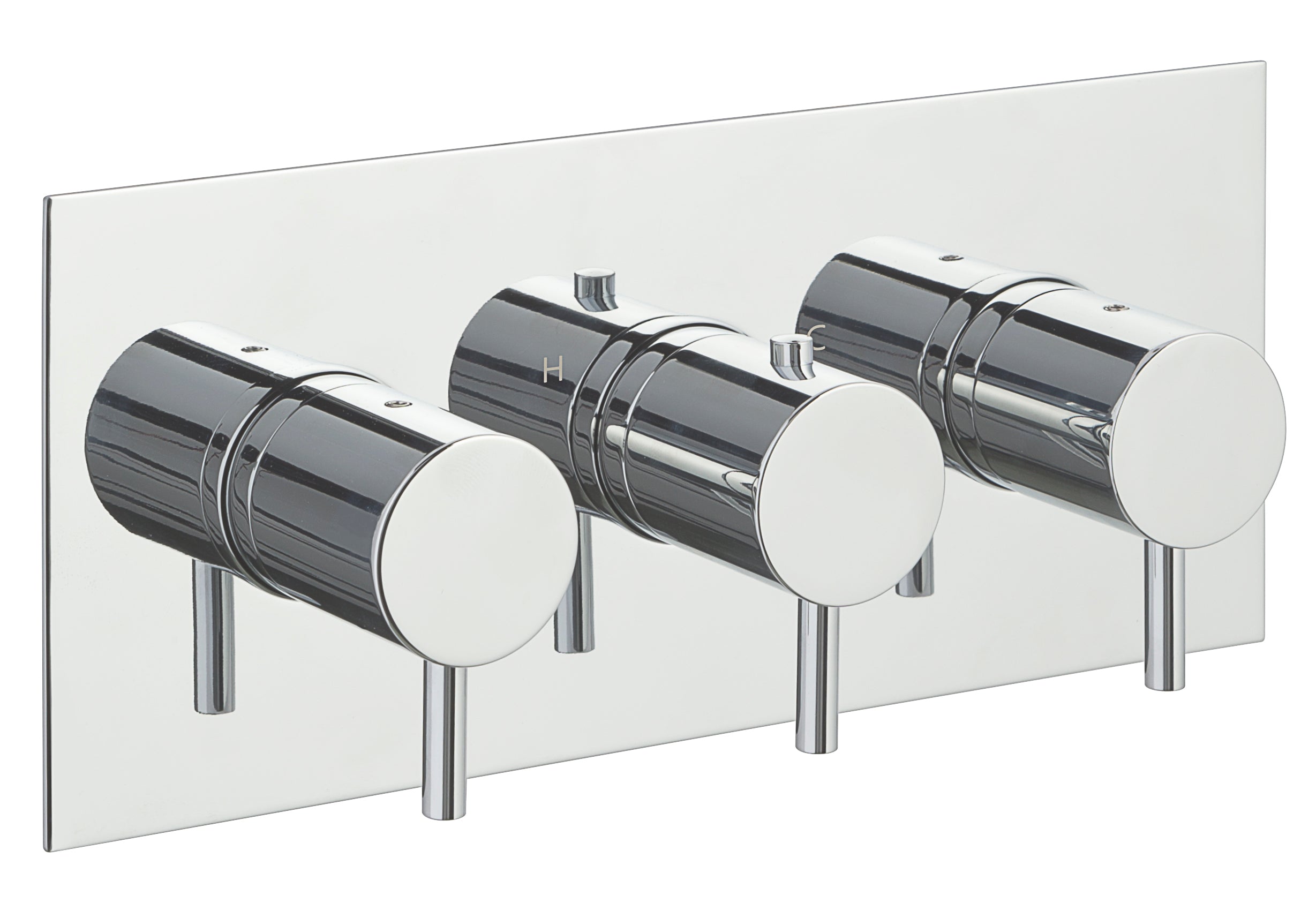 FLORENCE THERMOSTATIC CONCEALED 3 OUTLET
 SHOWER VALVE, HORIZONTAL, DESIGNER HANDLE
