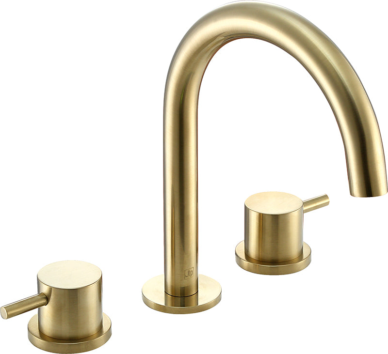 VOS 3 HOLE DECK MOUNTED BASIN MIXER, DESIGNER HANDLE