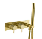 VOS THERMOSTATIC CONCEALED 2 OUTLET SHOWER VALVE WITH ATTACHED HANDSET DESIGNER HANDLE
