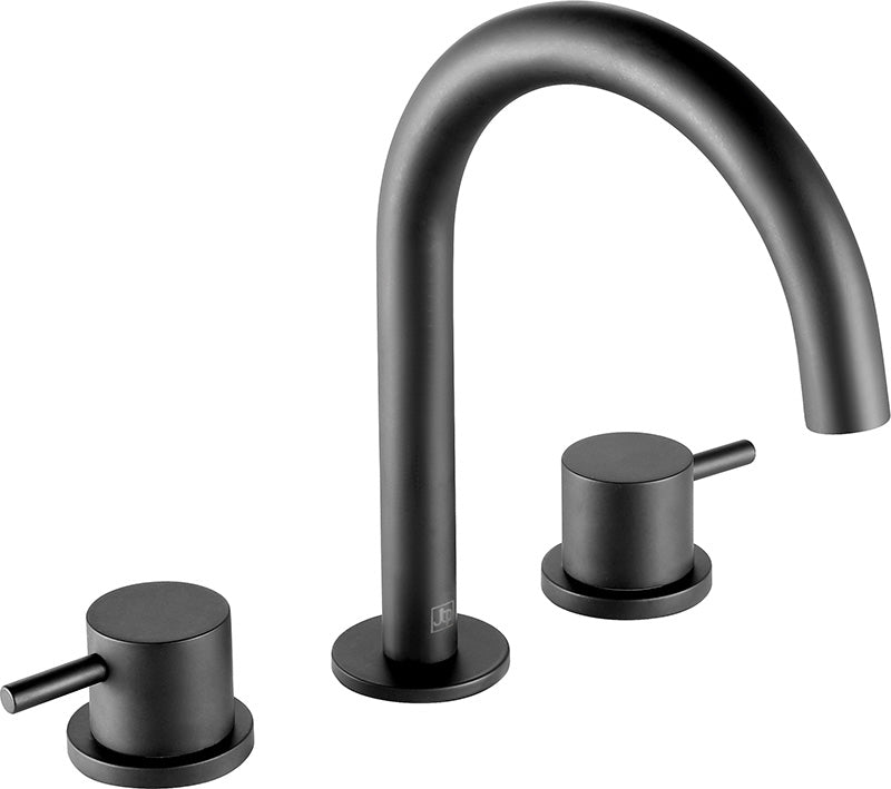 VOS 3 HOLE DECK MOUNTED BASIN MIXER, DESIGNER HANDLE