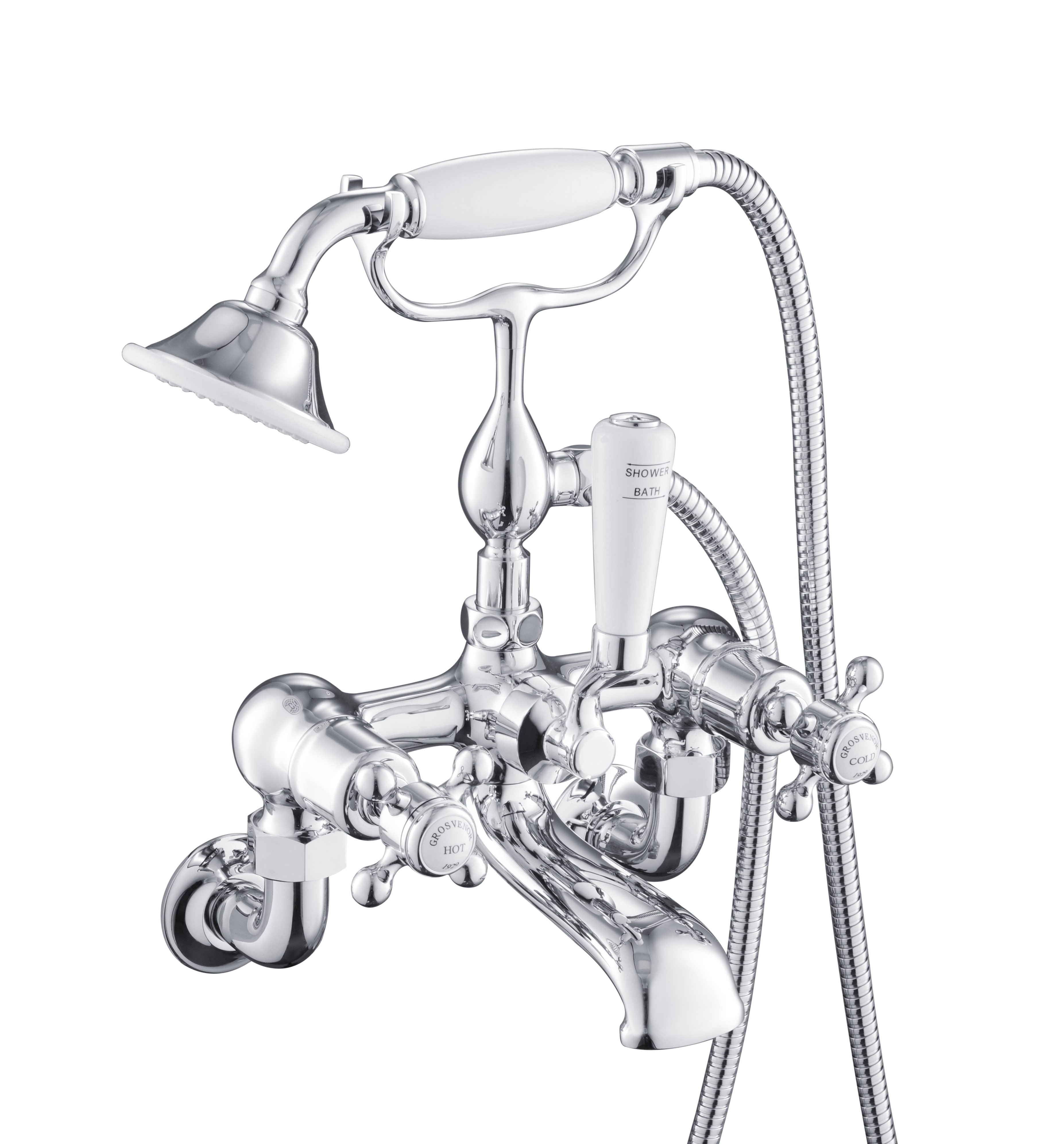 VOS FLOOR STANDING BATH SHOWER MIXER WITH KIT. DESIGNER HANDLE