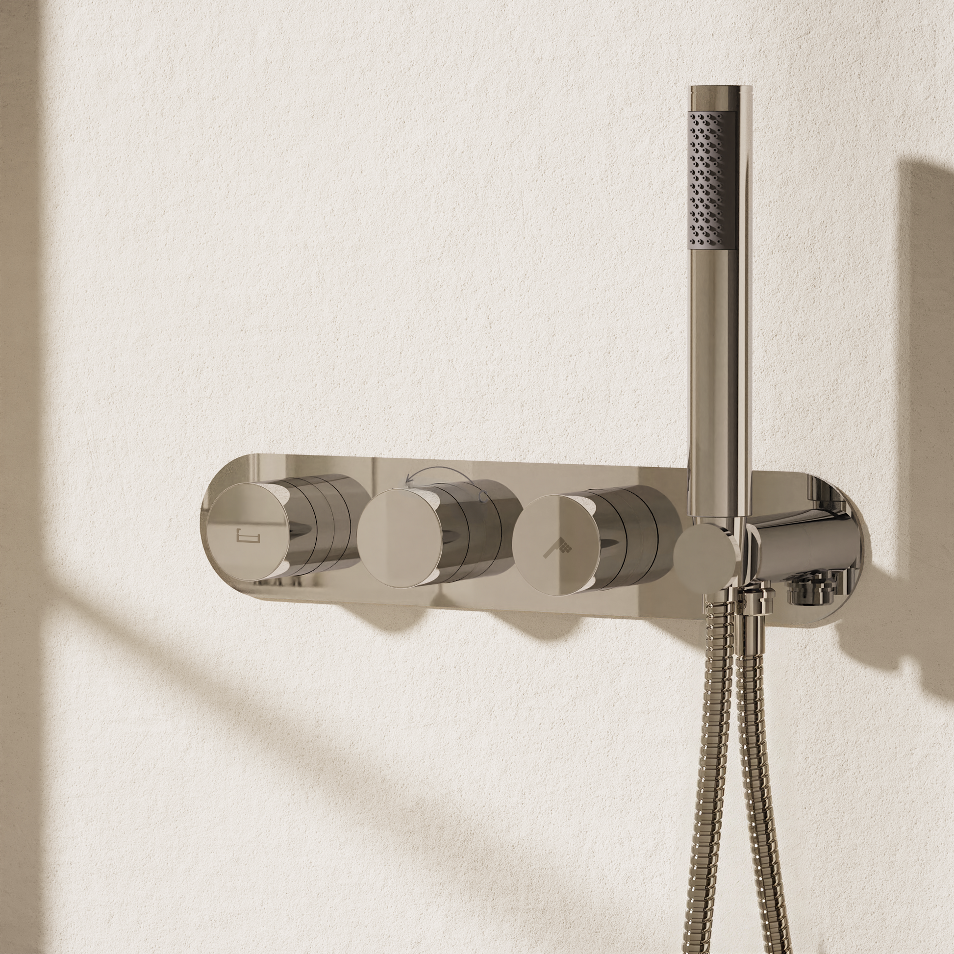 Dial Central Thermostatic Bath Valve with 2 Way Diverter & Handset