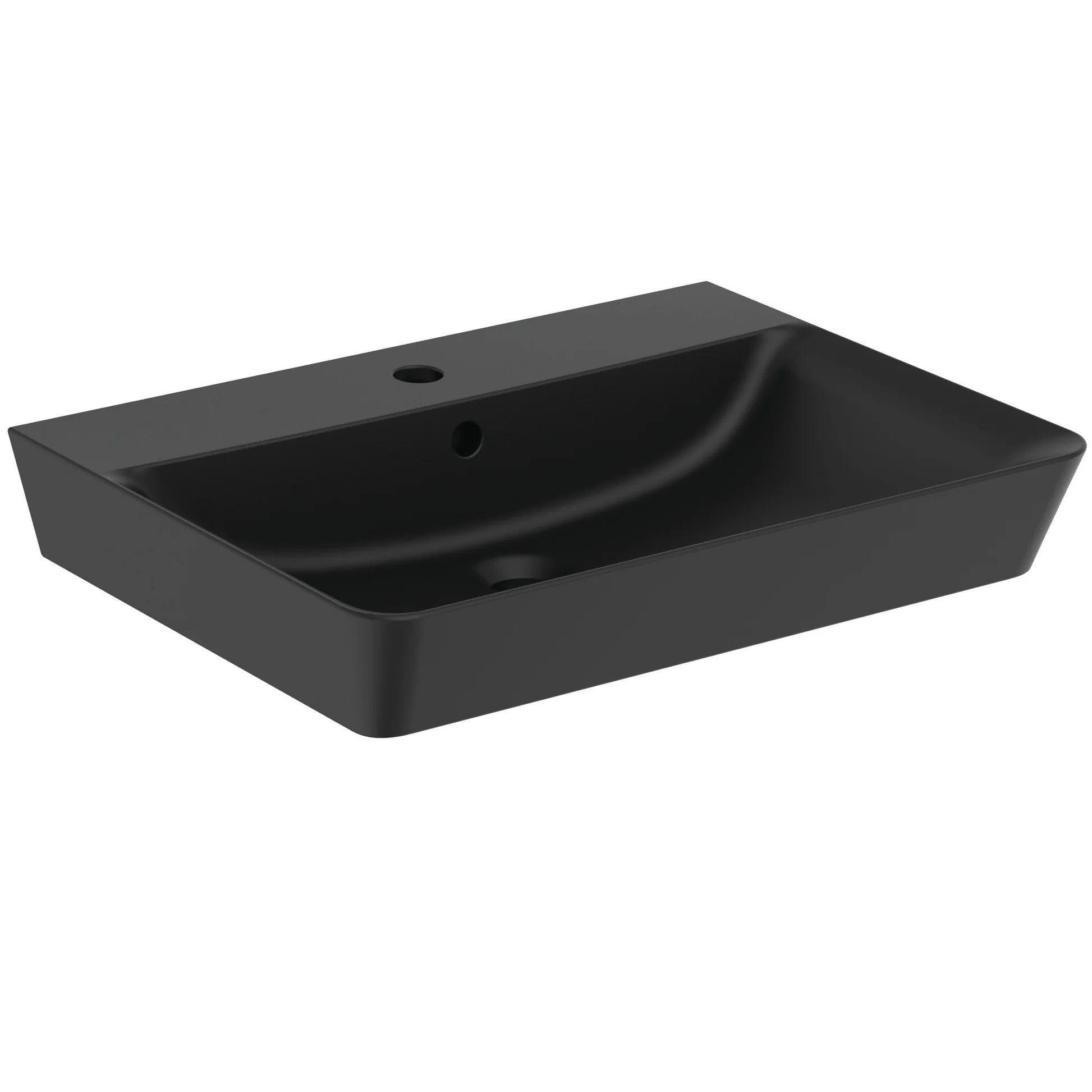 Connect Air Cube 60cm washbasin, one taphole with overflow, silk black