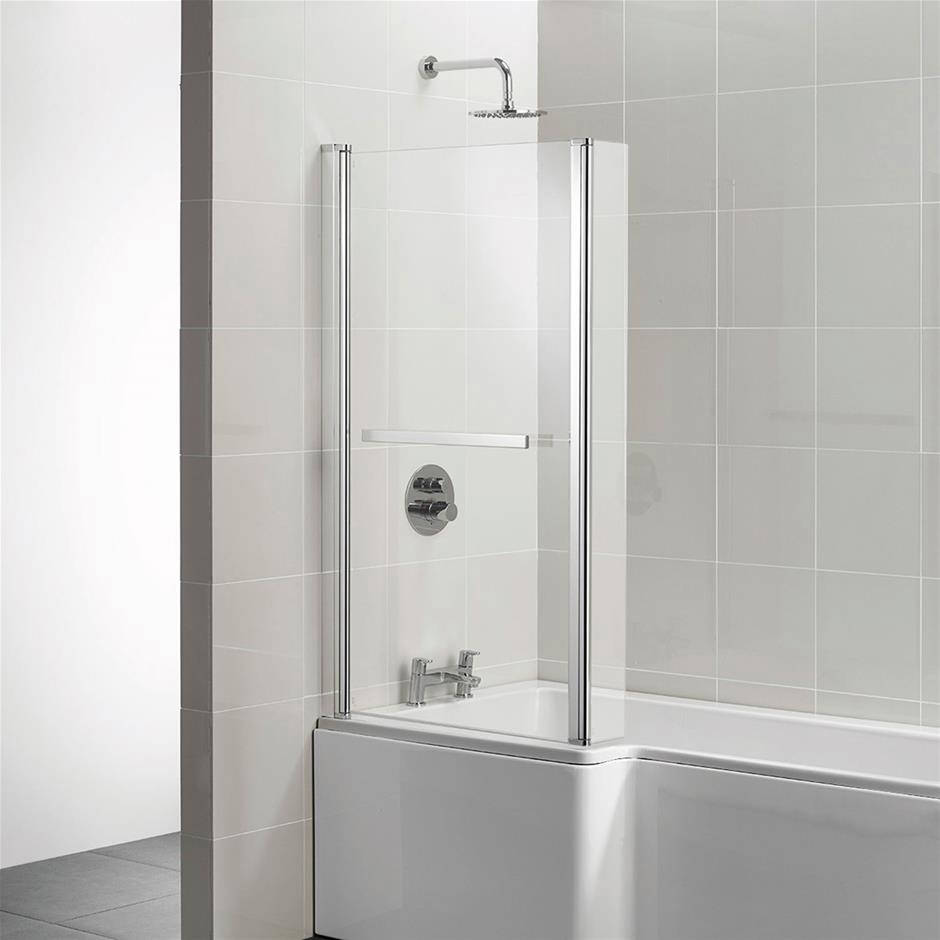 Concept Square Shower Bath Screen, Clear Glass, Bright Silver