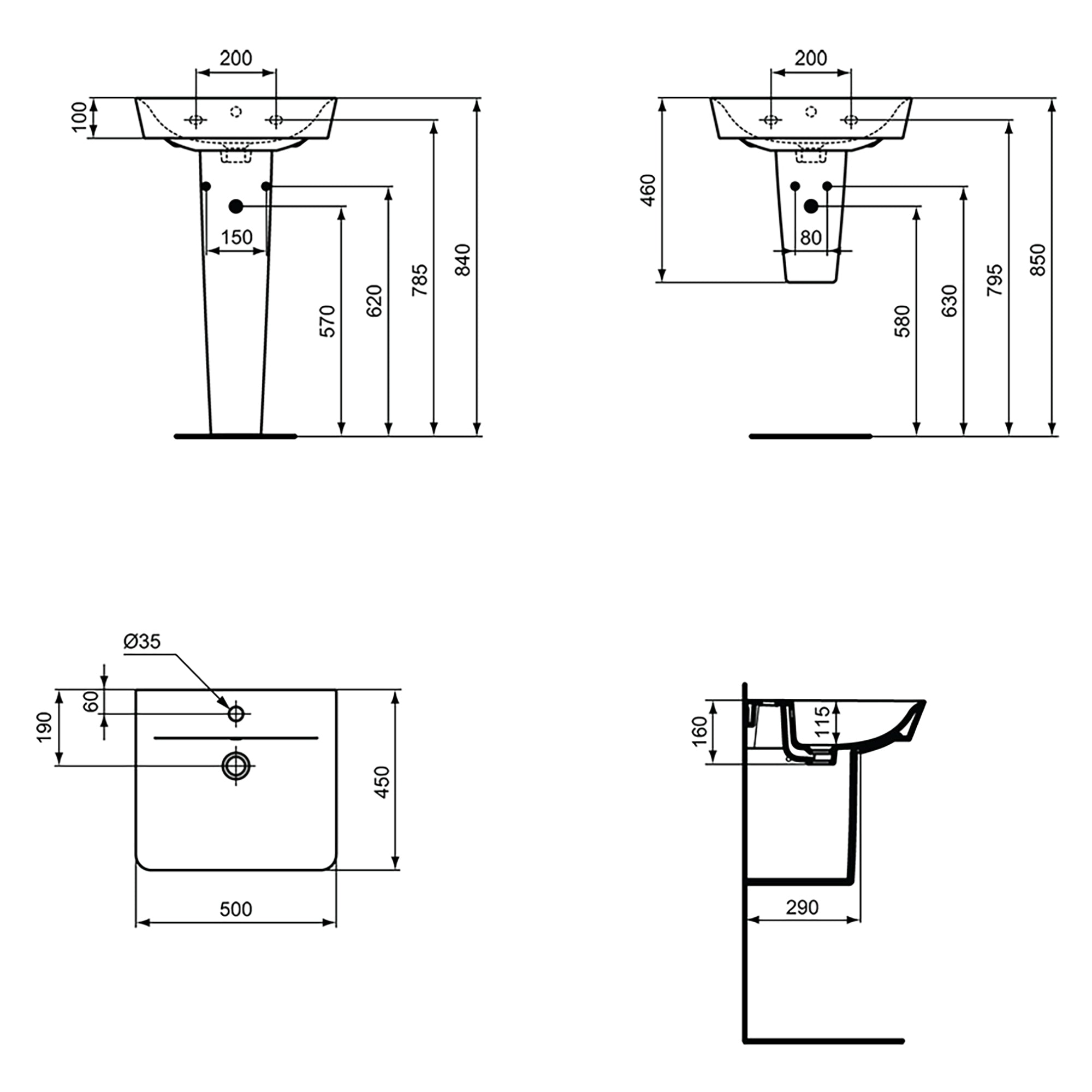 Connect Air Cube pedestal or furniture basin - one taphole