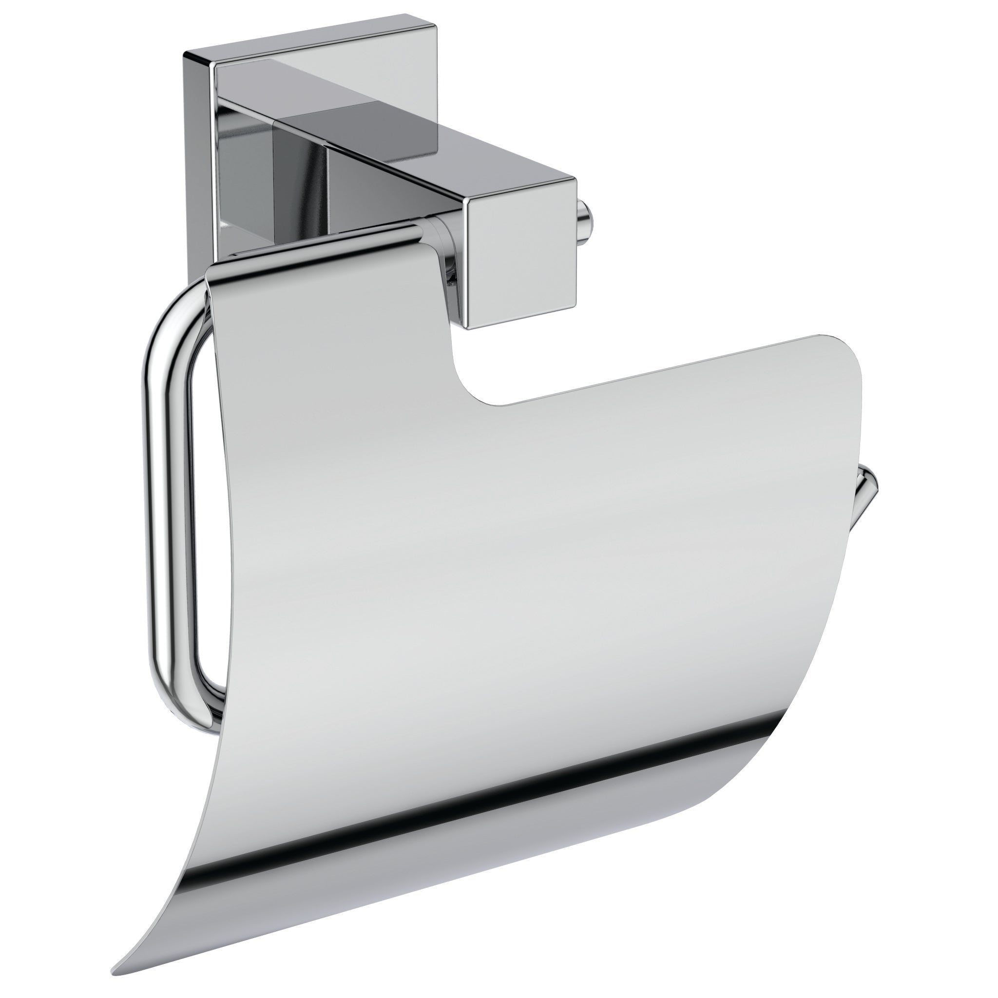 IOM Square toilet roll holder with cover - chrome