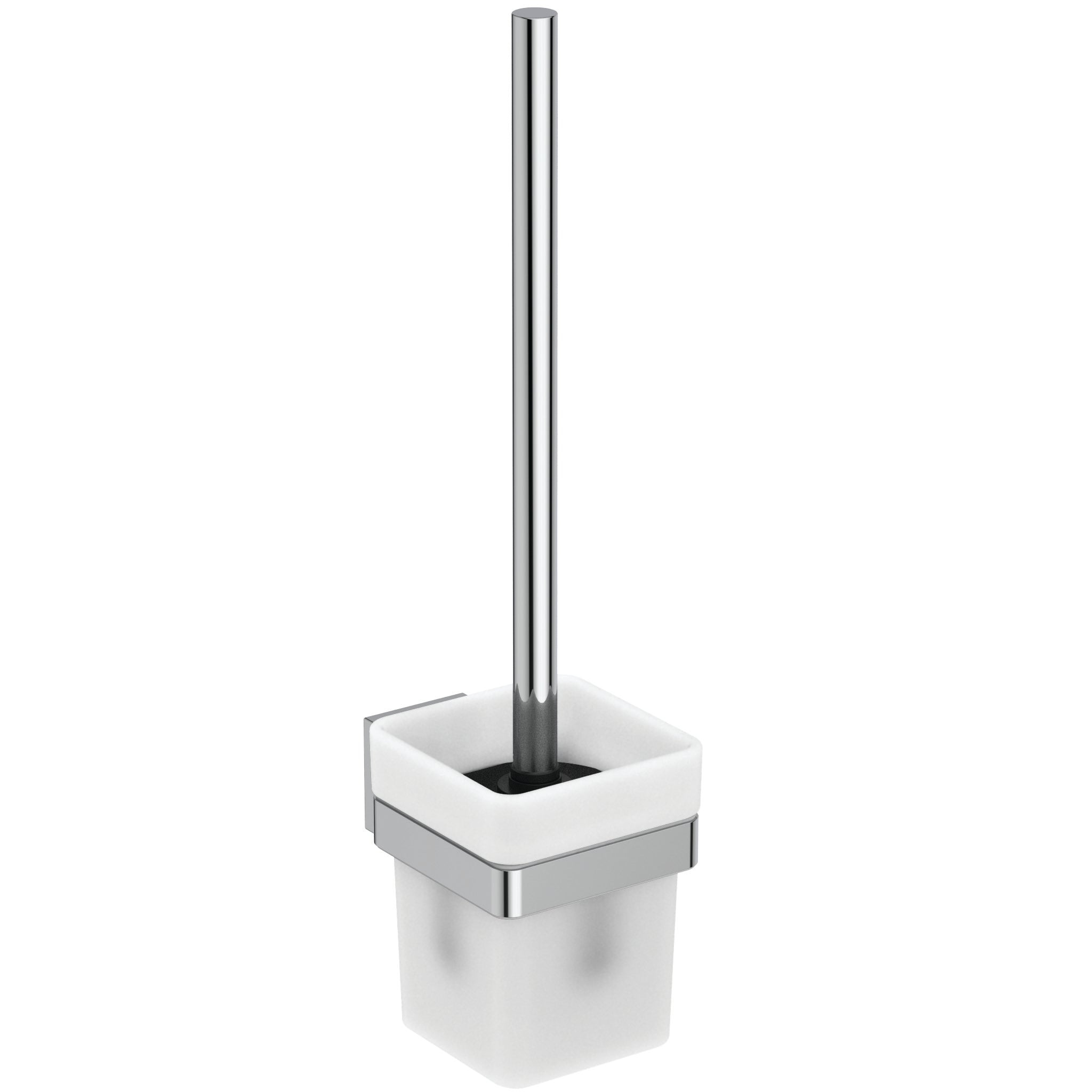 IOM Square wall mounted toilet brush and holder - frosted glass