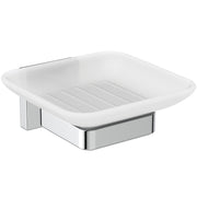 IOM Square soap dish and holder - frosted glass/chrome