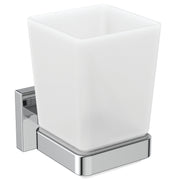 IOM Square tumbler and holder - frosted glass/chrome
