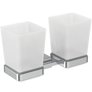 IOM Square double tumbler and holder - frosted glass/chrome