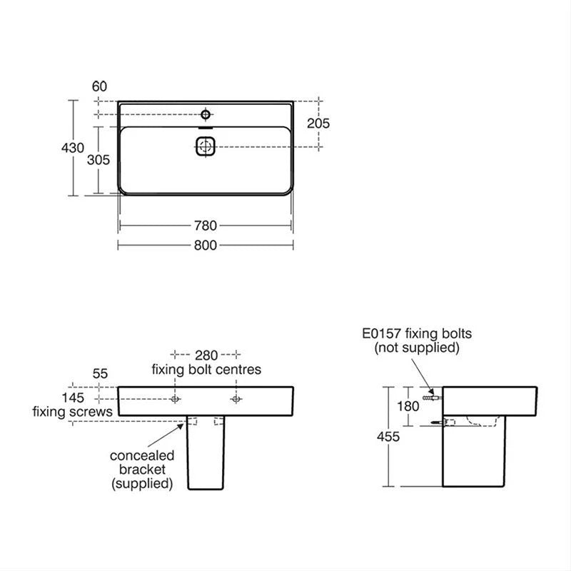 Strada II washbasin with overflow and integral clicker waste