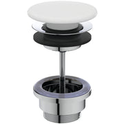 Ceramic clicker basin waste: slotted, white gloss