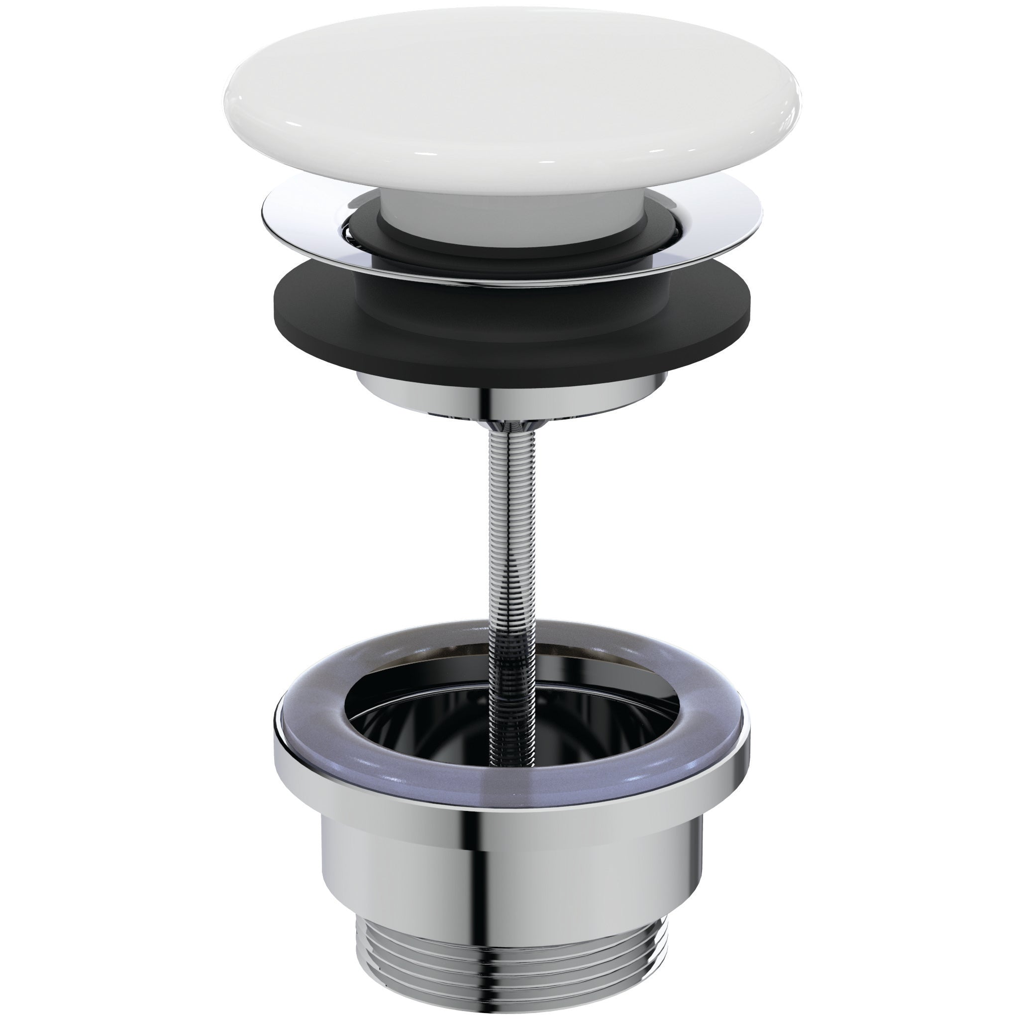 Ceramic clicker basin waste: slotted, white gloss