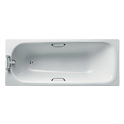 Simplicity 170 x 70cm water saving standard gauge steel bath with chrome plated grips, anti slip and two tapholes, 130 litres