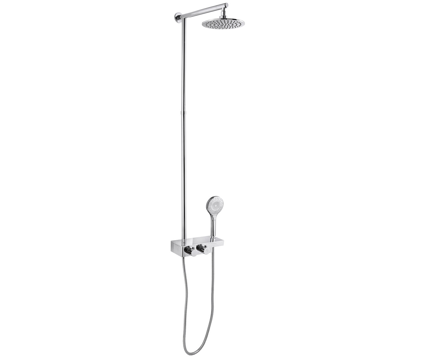 THERMOSTATIC VERTICAL STRAIGHT SHOWER POLE WITH OVERHEAD SHOWER