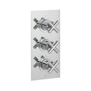 DX Elements 2 Outlet 3 Handle Concealed Thermostatic Valve Rectaungular Packplate Chrome