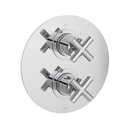 DX Elements 2 Outlet 2 Handle Concealed Thermostatic Valve Round Backplate Chrome