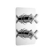 DX Elements 2 Outlet 2 Handle Concealed Thermostatic Valve Soft Square Backplate Chrome