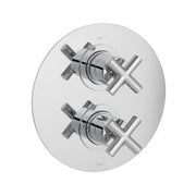 DX Elements 1 Outlet 2 Handle Concealed Thermostatic Valve Round Backplate Chrome
