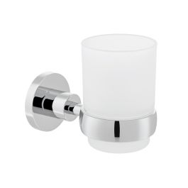 Elements Frosted Glass Tumbler and Holder Wall Mounted Chrome