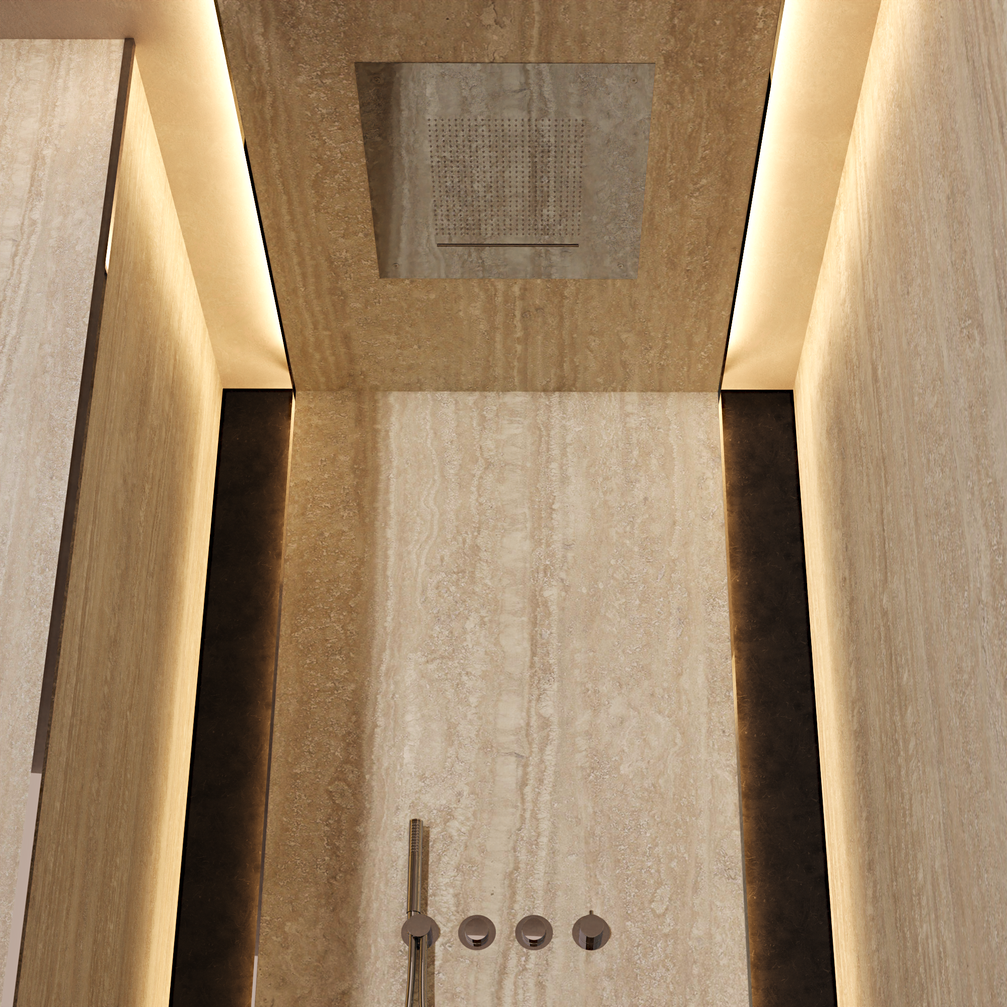 Tranquil Recessed Shower Head with Waterfall 500mm