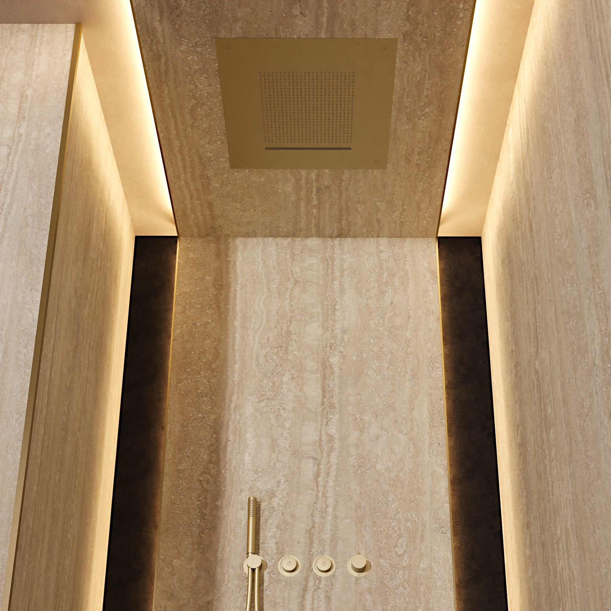 Tranquil Recessed Shower Head with Waterfall 500mm