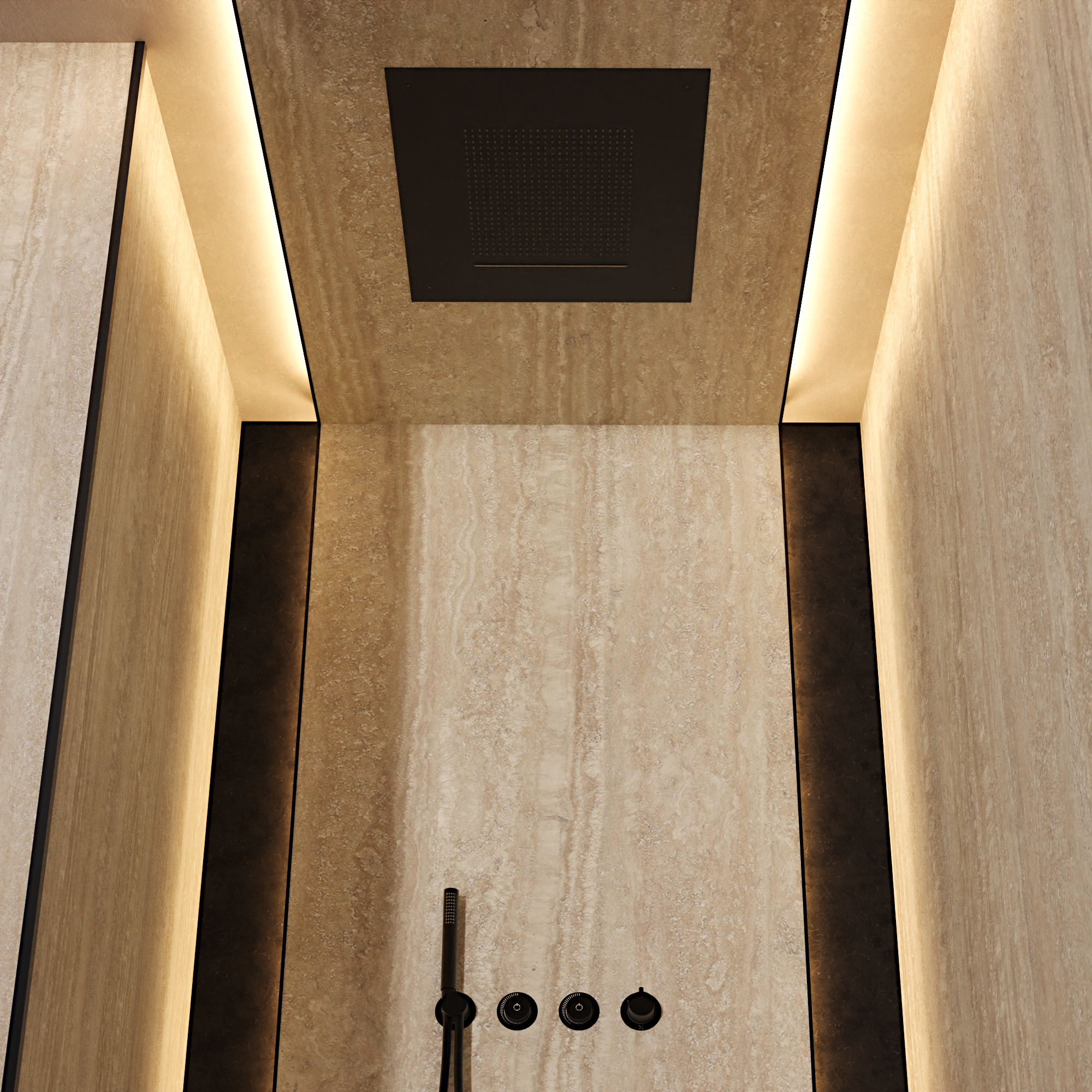 Tranquil Recessed Shower Head with Waterfall 500mm