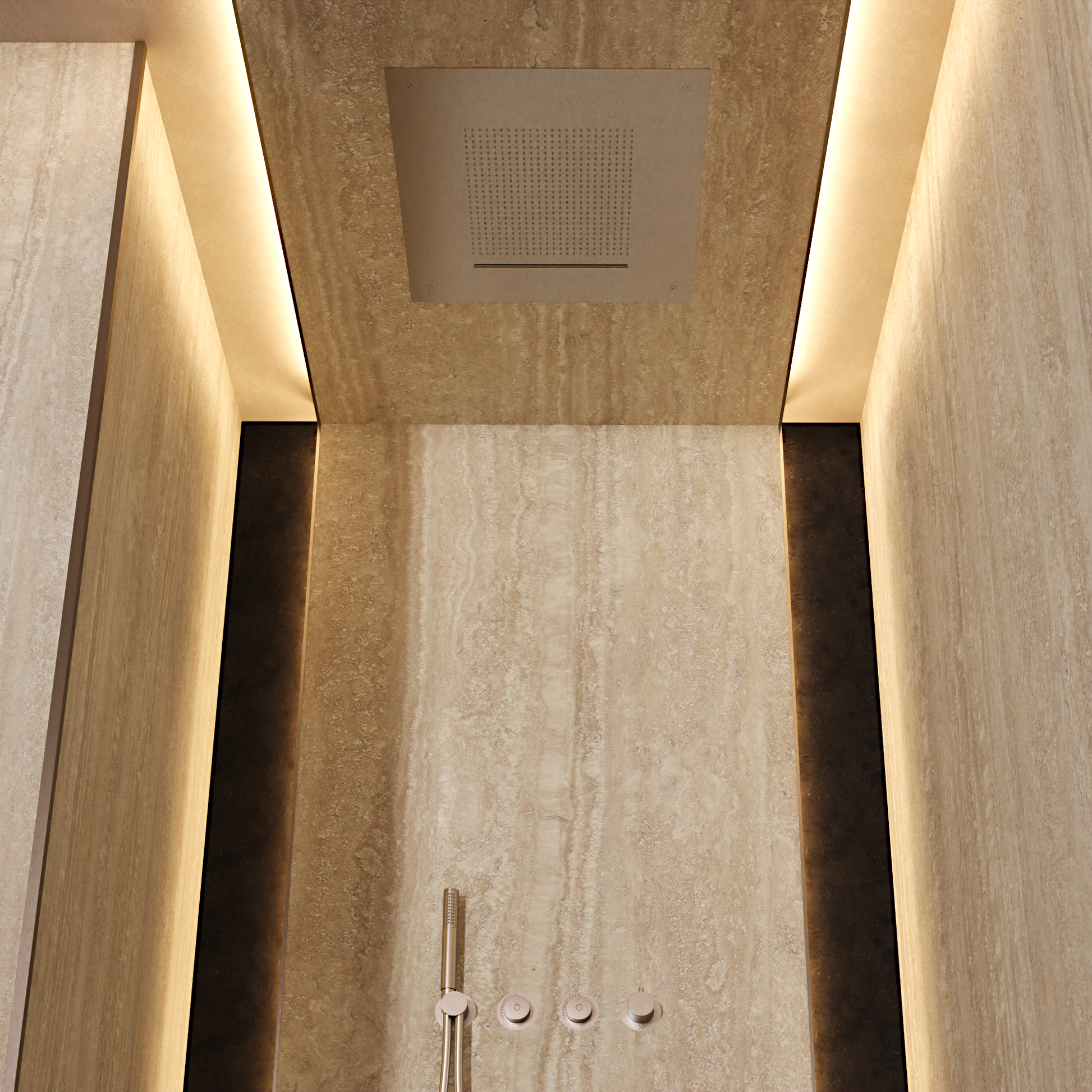 Tranquil Recessed Shower Head with Waterfall 500mm