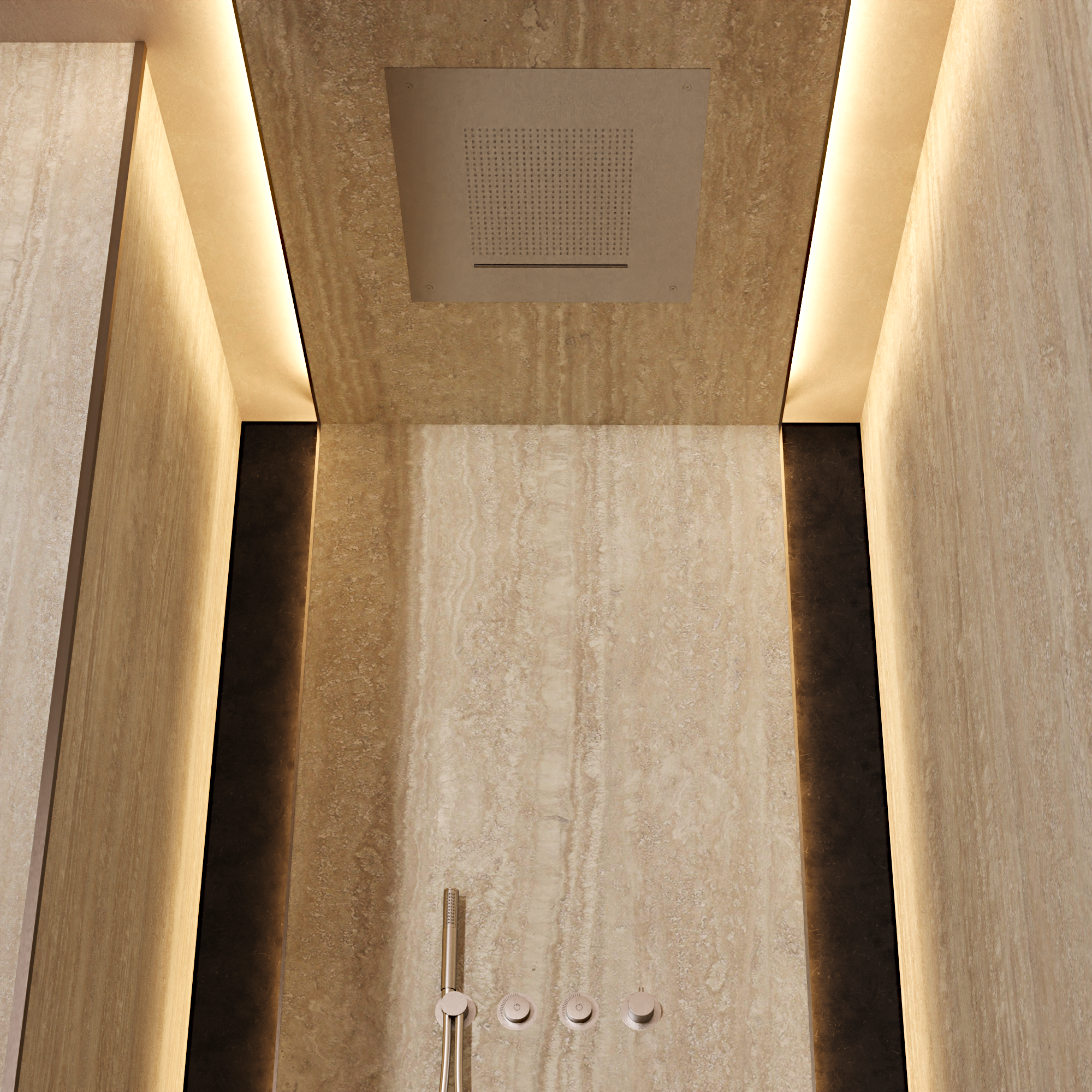 Tranquil Recessed Shower Head with Waterfall 500mm