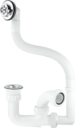 75mm Seal Bath Trap with Centre Pin Waste and Flexible Overflow