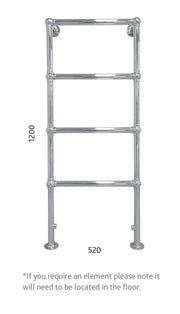 Fletching Floor To Wall Flat Fronted Towel Rail 1200x520mm
