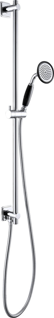 GROSVENOR SLIDE RAIL KIT WITH SINGLE FUNCTION HANDSET AND SHOWER HOSE, WITH BOTTOM OUTLET ENTRY. WITH WHITE HAND SET, BLACK INDICES
