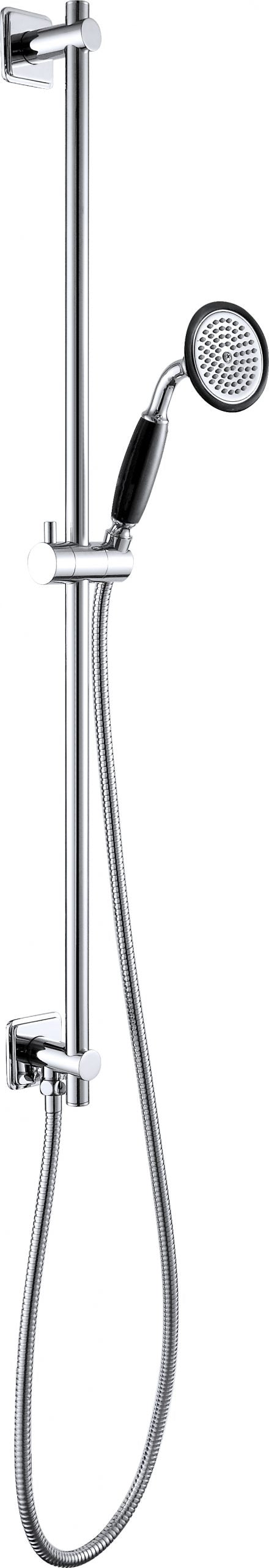 GROSVENOR SLIDE RAIL KIT WITH SINGLE FUNCTION HANDSET AND SHOWER HOSE, WITH BOTTOM OUTLET ENTRY. WITH WHITE HAND SET, BLACK INDICES