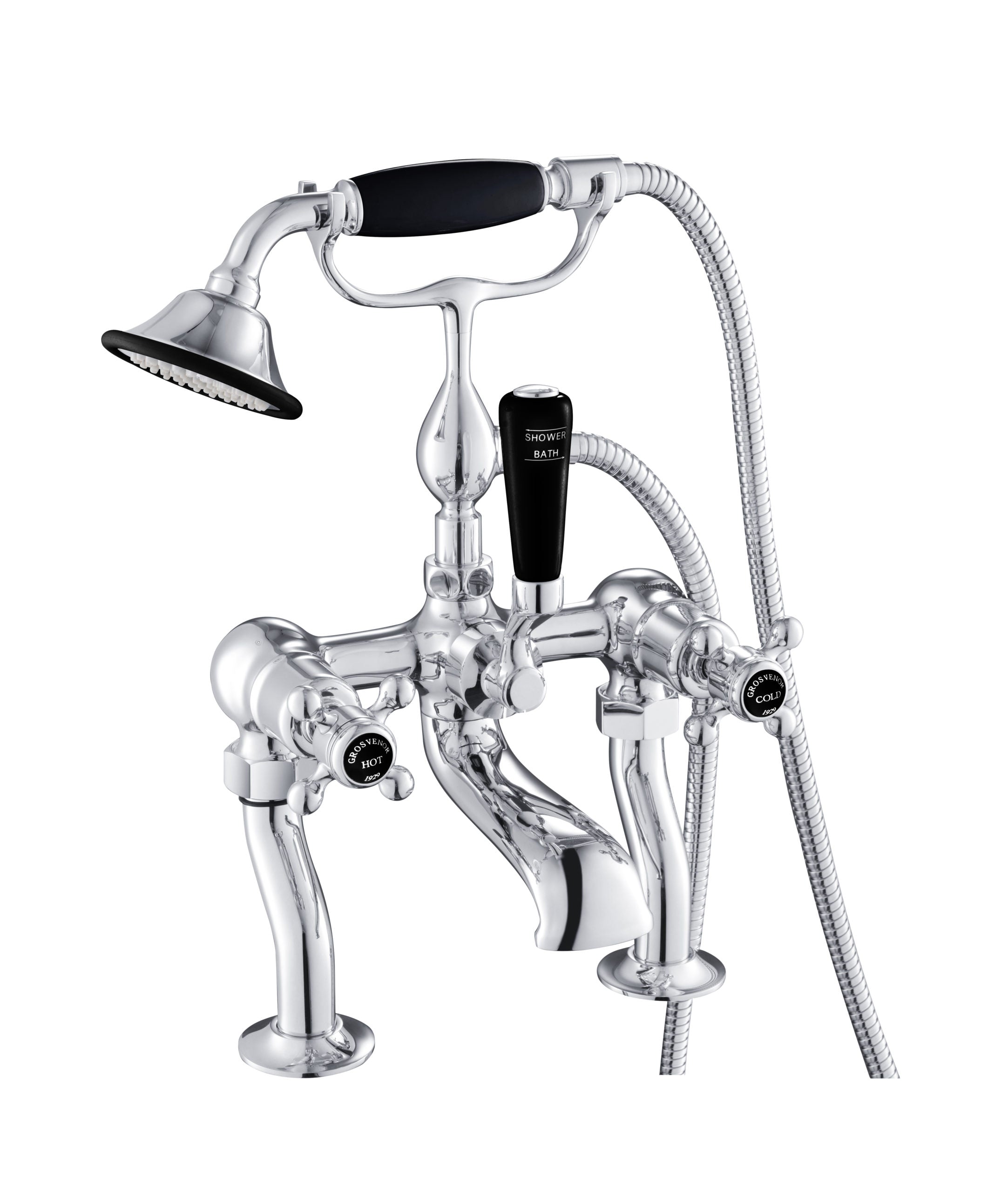 GROSVENOR DECK MOUNTED BATH SHOWER MIXER WITH KIT, BLACK INDICES