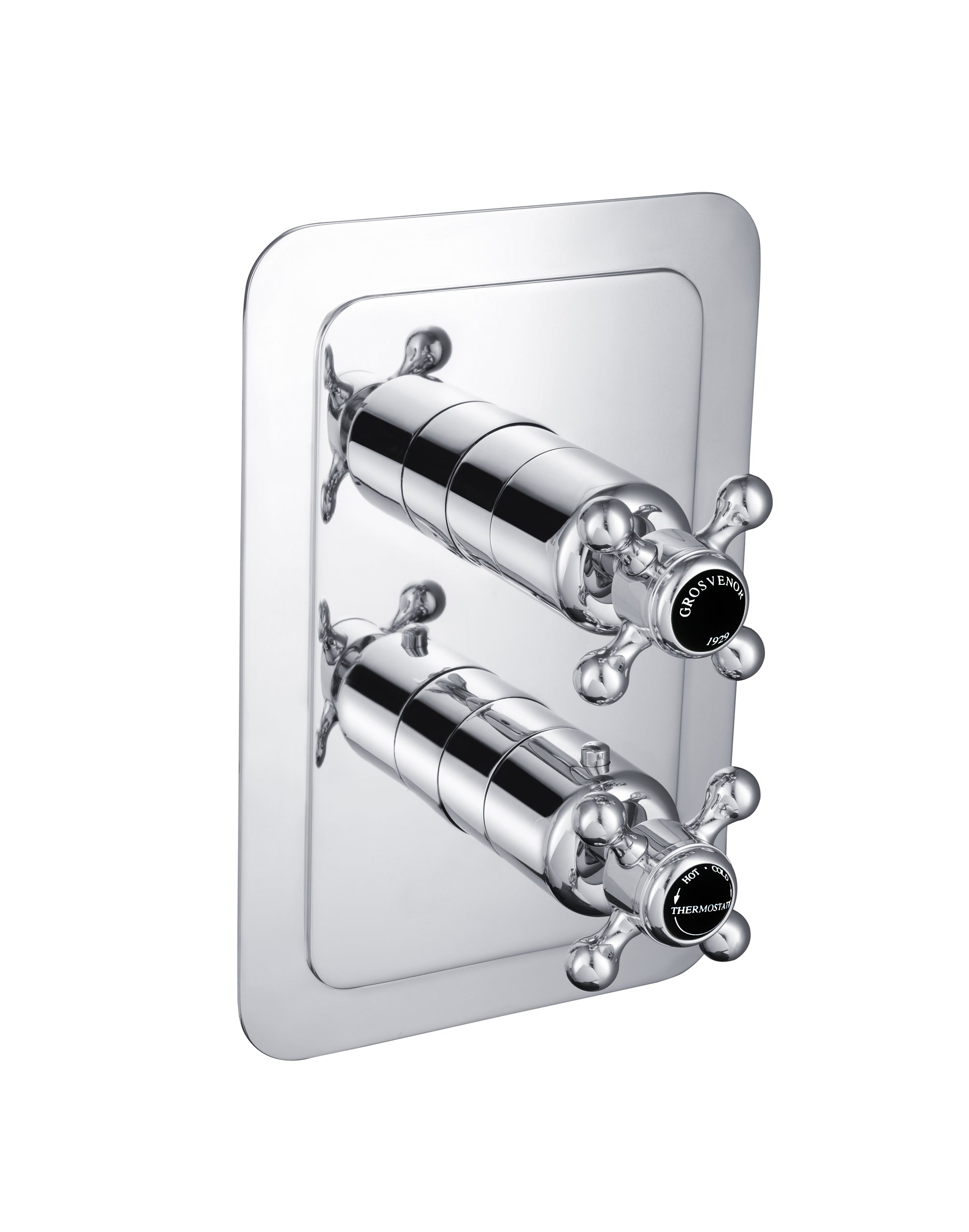 GROSVENOR THERMOSTATIC CONCEALED 1 OUTLET SHOWER VALVE VERTICAL, BLACK INDICES