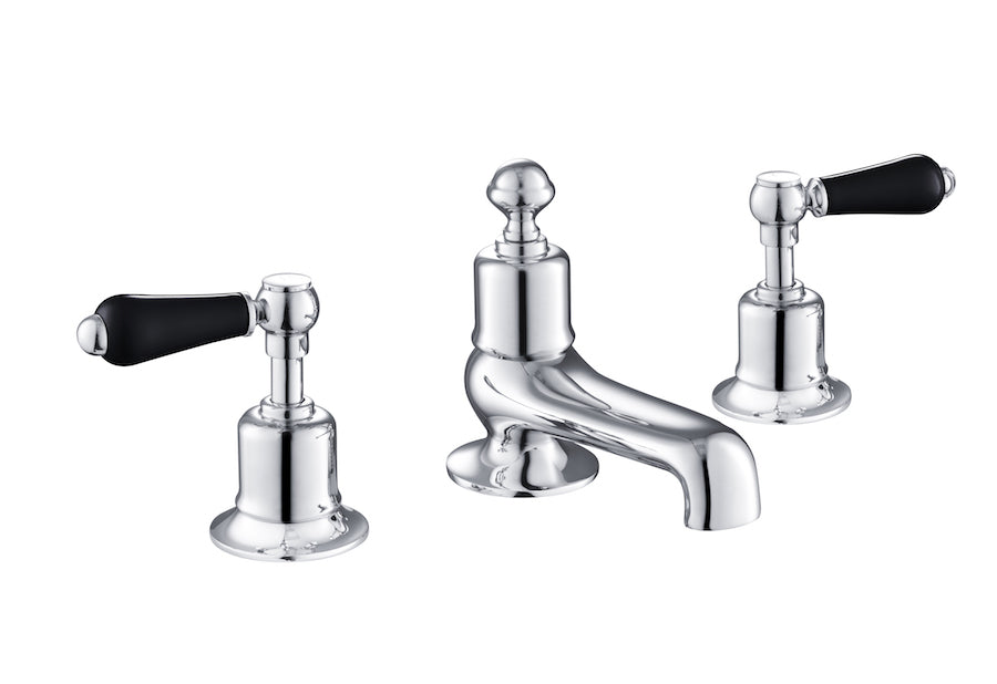 GROSVENOR LEVER 3 HOLE DECK MOUNTED BATH FILLER, BLACK INDICES