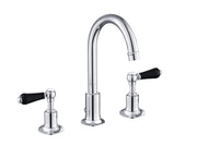 GROSVENOR LEVER 3 HOLE BASIN MIXER WITH SWIVEL SPOUT AND POP UP WASTE, BLACK INDICES