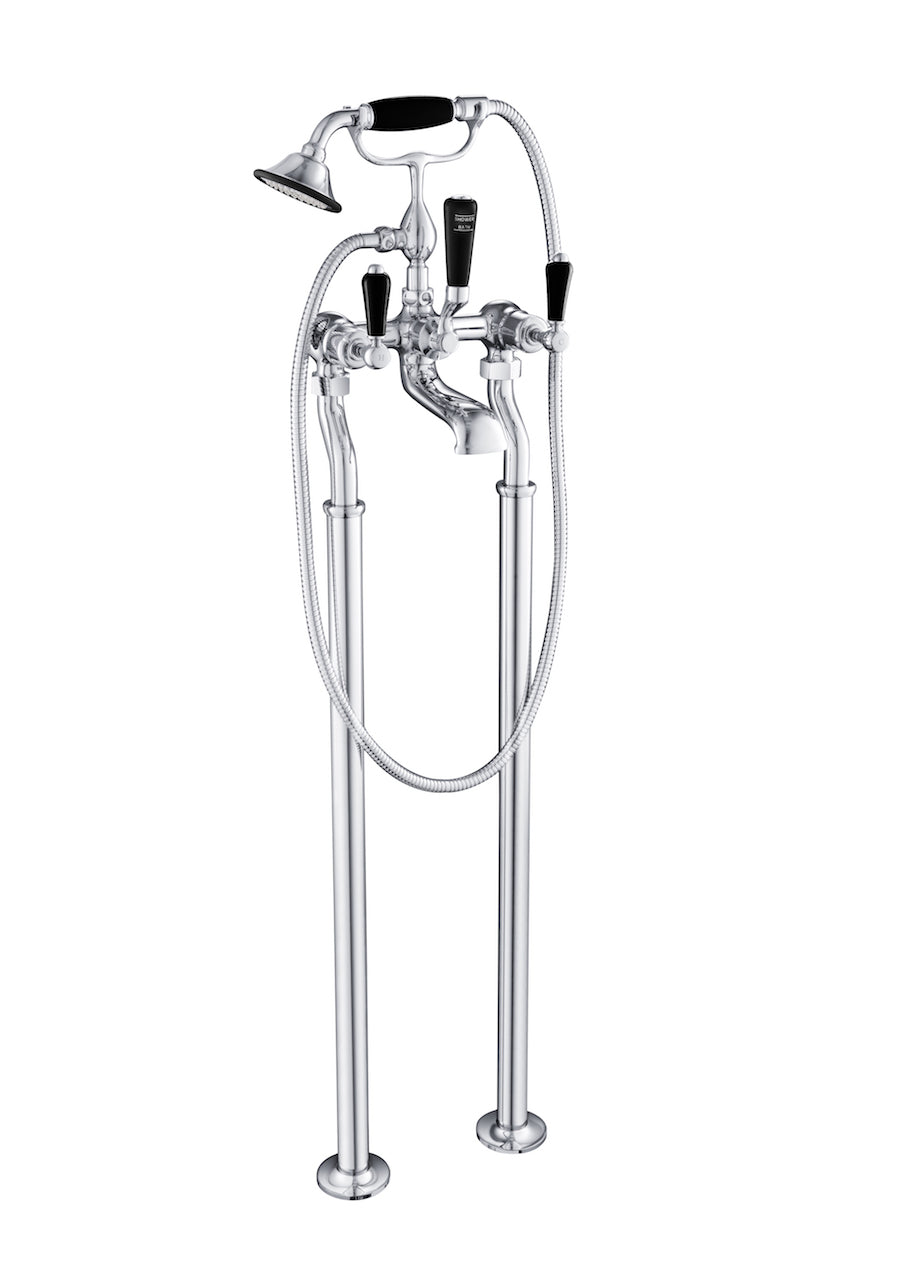 GROSVENOR LEVER FREESTANDING BATH SHOWER MIXER WITH KIT, BLACK INDICES