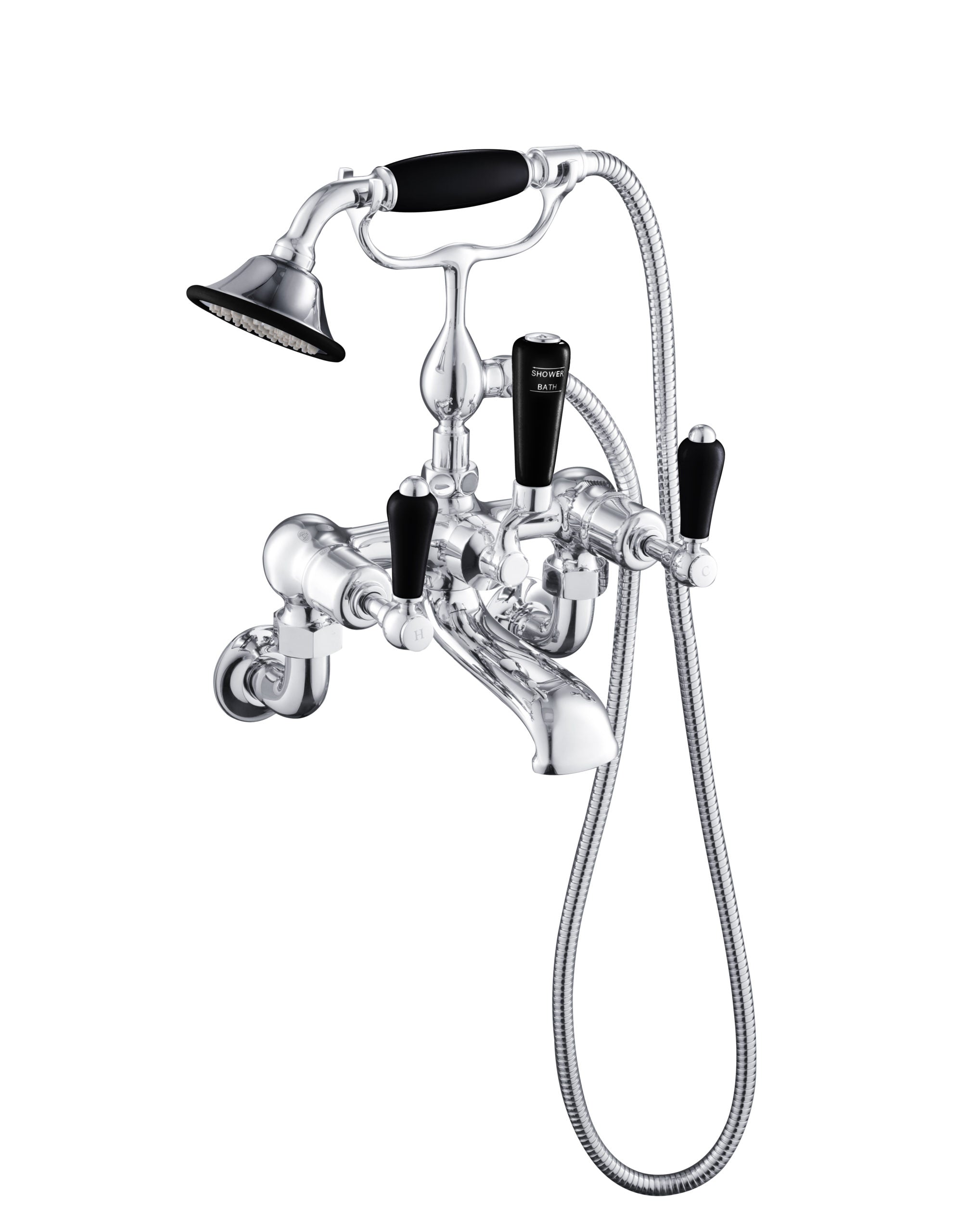 GROSVENOR LEVER BATH SHOWER MIXER WALL MOUNTED WITH KIT, BLACK INDICES