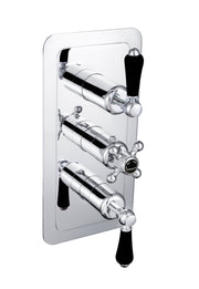 GROSVENOR LEVER THERMOSTATIC CONCEALED 2 OUTLET SHOWER VALVE, VERTICAL, BLACK INDICES