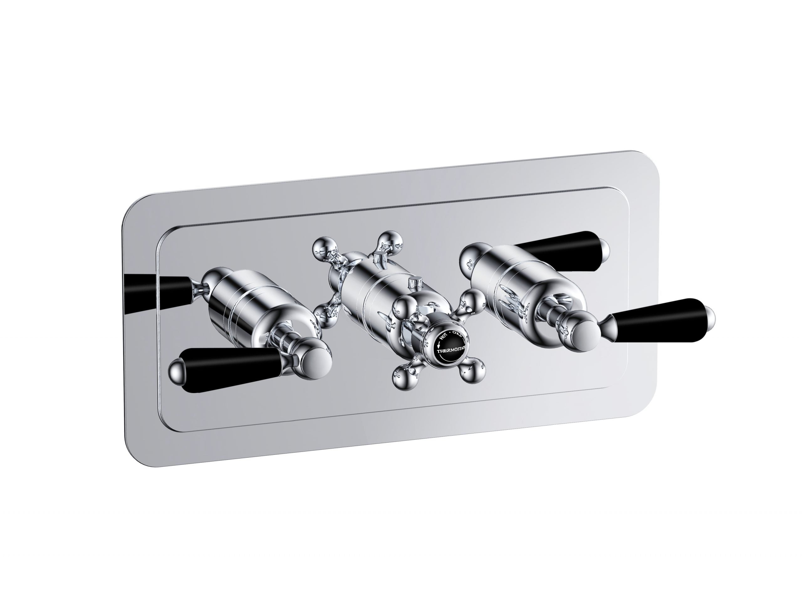 GROSVENOR LEVER THERMOSTATIC CONCEALED 3 OUTLET SHOWER VALVE HORIZONTAL, BLACK INDICES