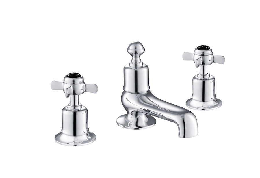 GROSVENOR PINCH 3 HOLE DECK MOUNTED BATH FILLER, BLACK INDICES