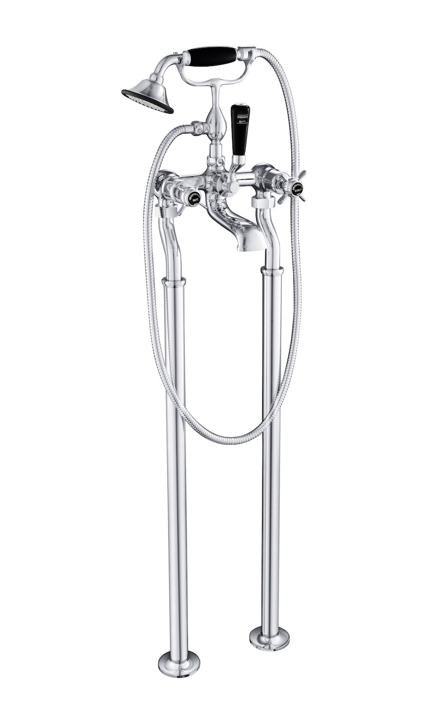 GROSVENOR PINCH FREESTANDING BATH SHOWER MIXER WITH KIT, BLACK INDICES