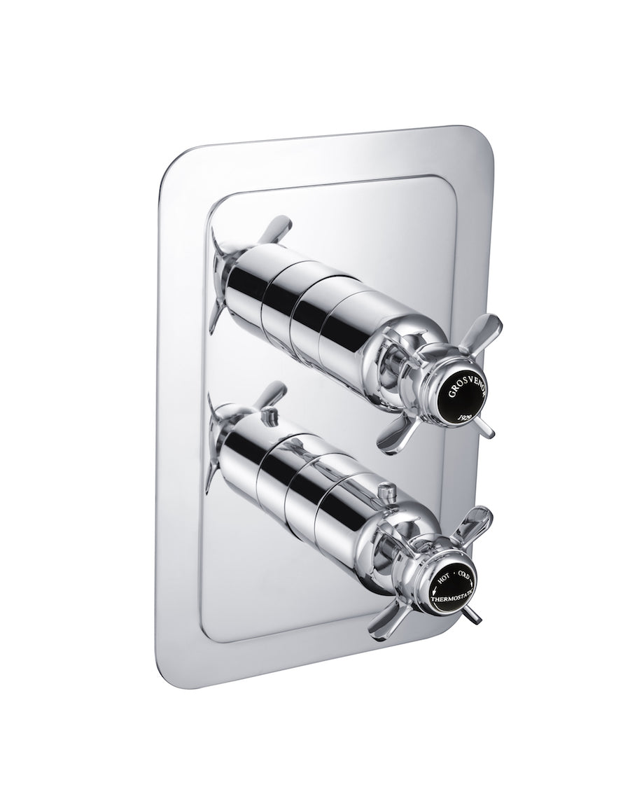 GROSVENOR PINCH THERMOSTATIC CONCEALED 1 OUTLET SHOWER VALVE VERTICAL, BLACK INDICES