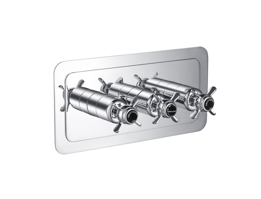 GROSVENOR PINCH THERMOSTATIC CONCEALED 2 OUTLET SHOWER VALVE HORIZONTAL, BLACK INDICES
