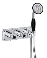 GROSVENOR PINCH THERMOSTATIC CONCEALED 2 OUTLET VALVE AND HANDSET ATTACHMENT, BLACK INDICES